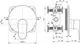 Brausearmatur von Ideal Standard mit runder Rosette, sichtbare Montage- und Befestigungselemente, in Chrom-Ausführung. Maße und Anschlussdetails sind im Diagramm angegeben.